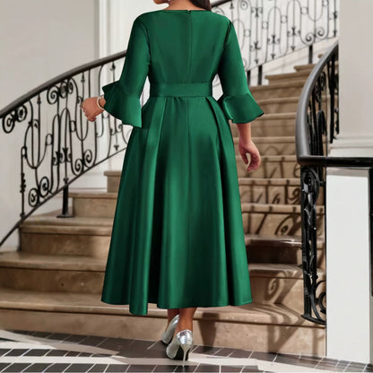 Elegant Women’s Sheath Dress With V Neck And Half Sleeve, Perfect For Date, Made Of Polyester