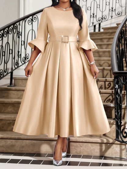 Elegant Women’s Sheath Dress With V Neck And Half Sleeve, Perfect For Date, Made Of Polyester