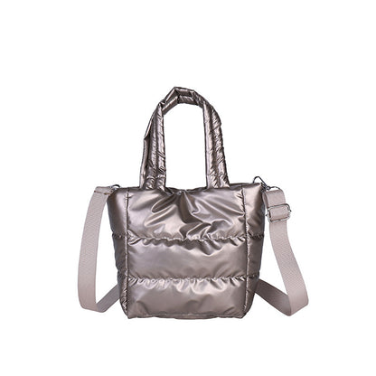 Women’s Polyester Bucket Bag With Sewing Thread Detail, Top Handle Design, Perfect For Winter
