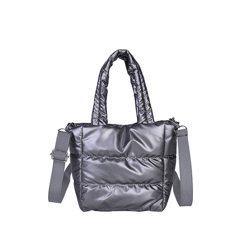 Women’s Polyester Bucket Bag With Sewing Thread Detail, Top Handle Design, Perfect For Winter