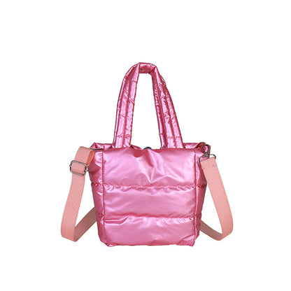 Women’s Polyester Bucket Bag With Sewing Thread Detail, Top Handle Design, Perfect For Winter