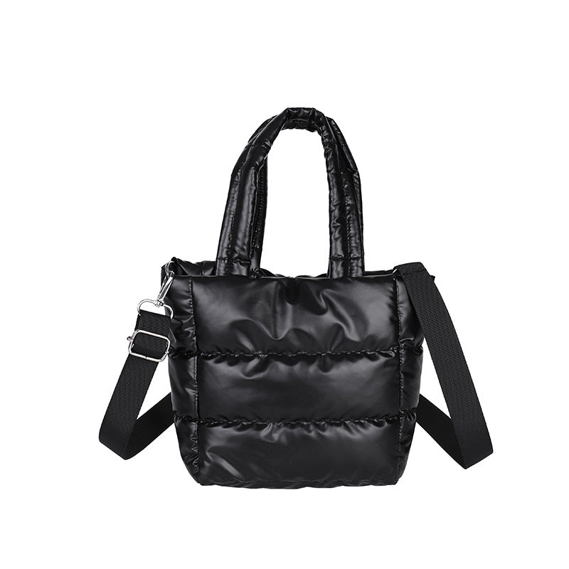 Women’s Polyester Bucket Bag With Sewing Thread Detail, Top Handle Design, Perfect For Winter