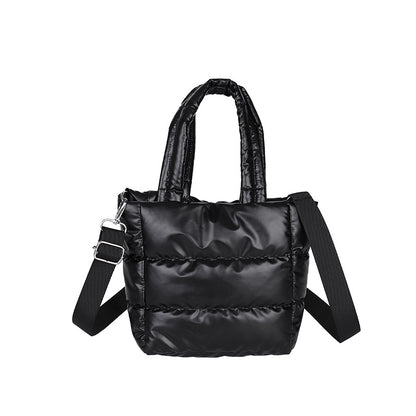 Women’s Polyester Bucket Bag With Sewing Thread Detail, Top Handle Design, Perfect For Winter