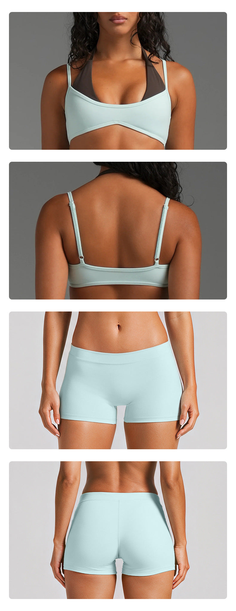 Color Block Sport Shorts For Gym In Nylon Fabric With Contrast Binding, Stretchy Women's Jumpsuit