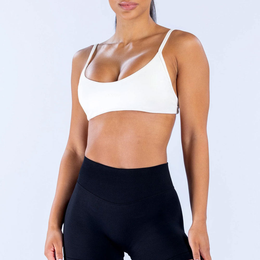 Women's Solid Color Nylon Vest In Ivory, Sleeveless Pullover Yoga Top