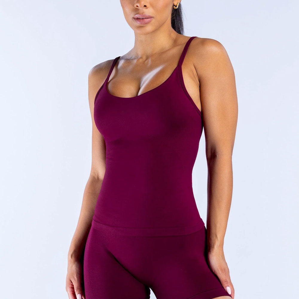 Women's Solid Color Nylon Vest In Ivory, Sleeveless Pullover Yoga Top