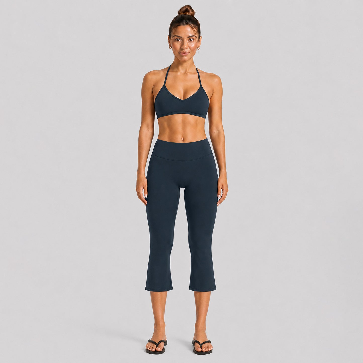 Sport Calf-Length Running Pants For Women In Nylon Fabric With Backless Design, Featuring Long Sleeves For Summer
