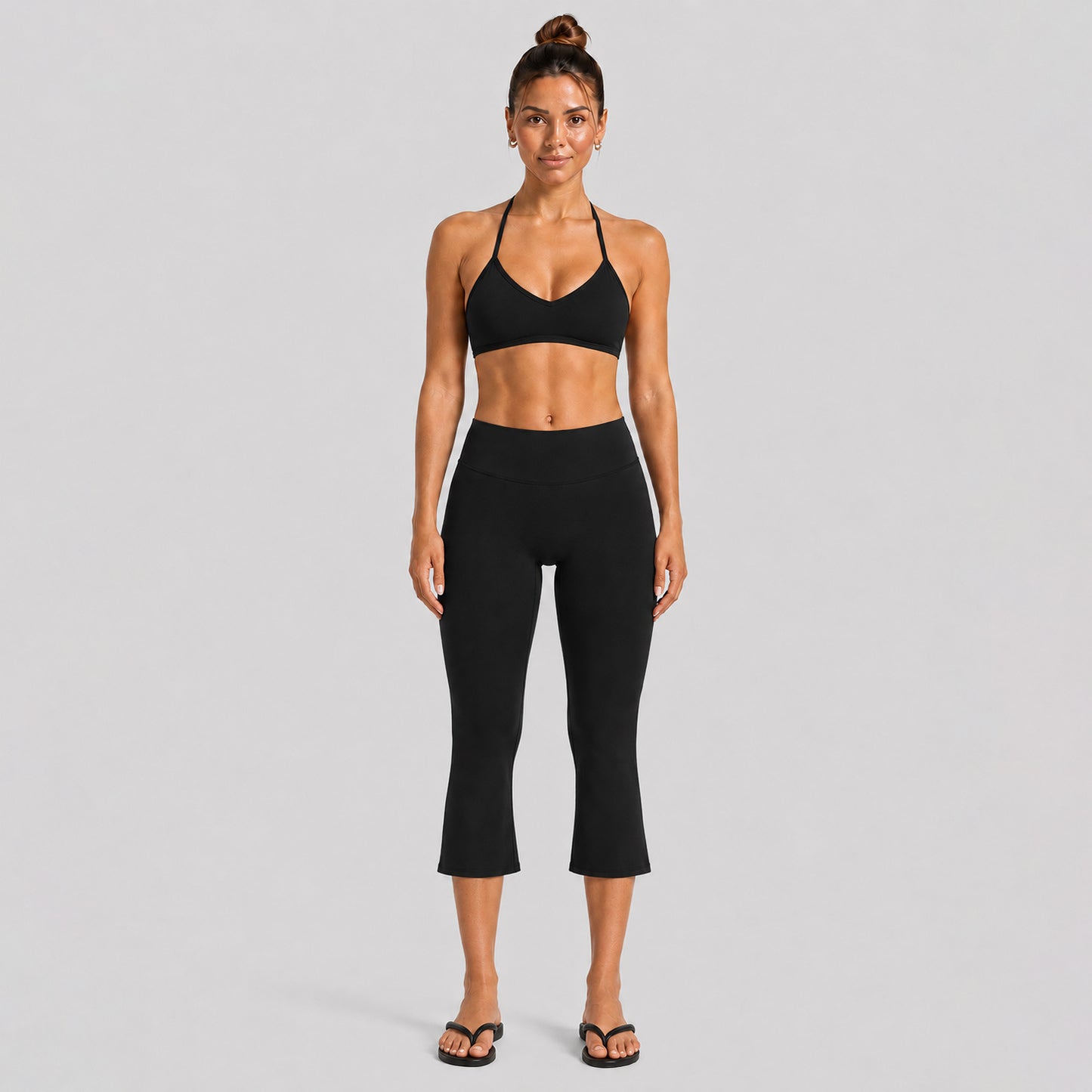 Sport Calf-Length Running Pants For Women In Nylon Fabric With Backless Design, Featuring Long Sleeves For Summer