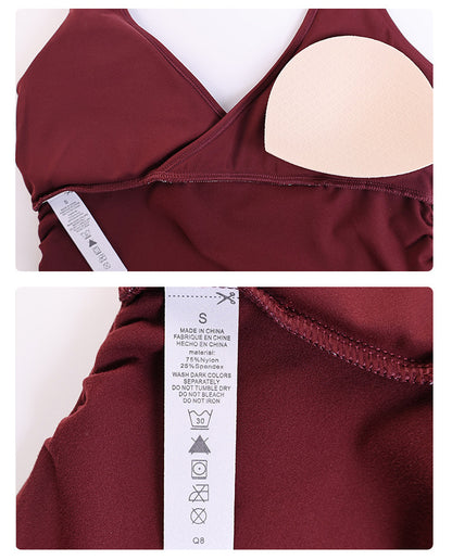 Fitness Running Shorts For Women In High Elasticity Nylon Fabric With Backless Design And Sleeveless Style