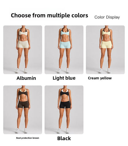 Color Block Sport Shorts For Gym In Nylon Fabric With Contrast Binding, Stretchy Women's Jumpsuit