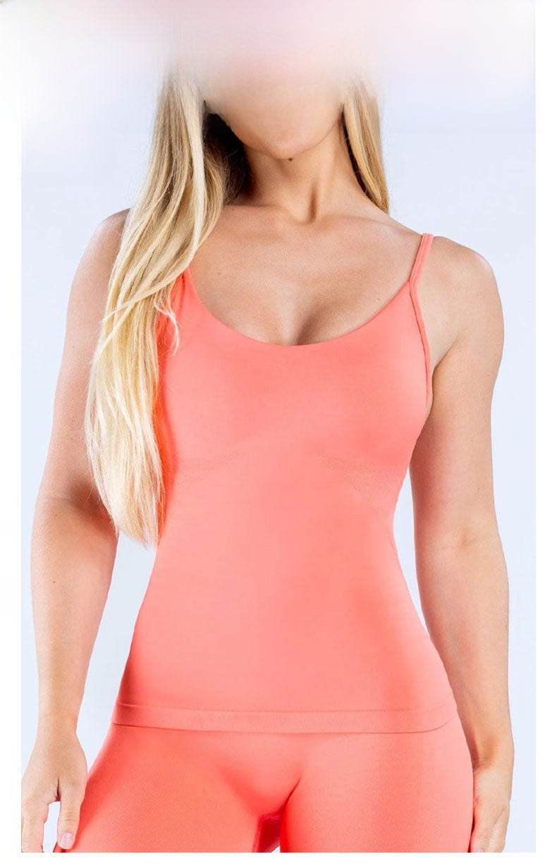Women's Solid Color Nylon Vest In Ivory, Sleeveless Pullover Yoga Top