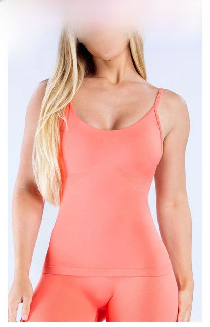 Women's Solid Color Nylon Vest In Ivory, Sleeveless Pullover Yoga Top