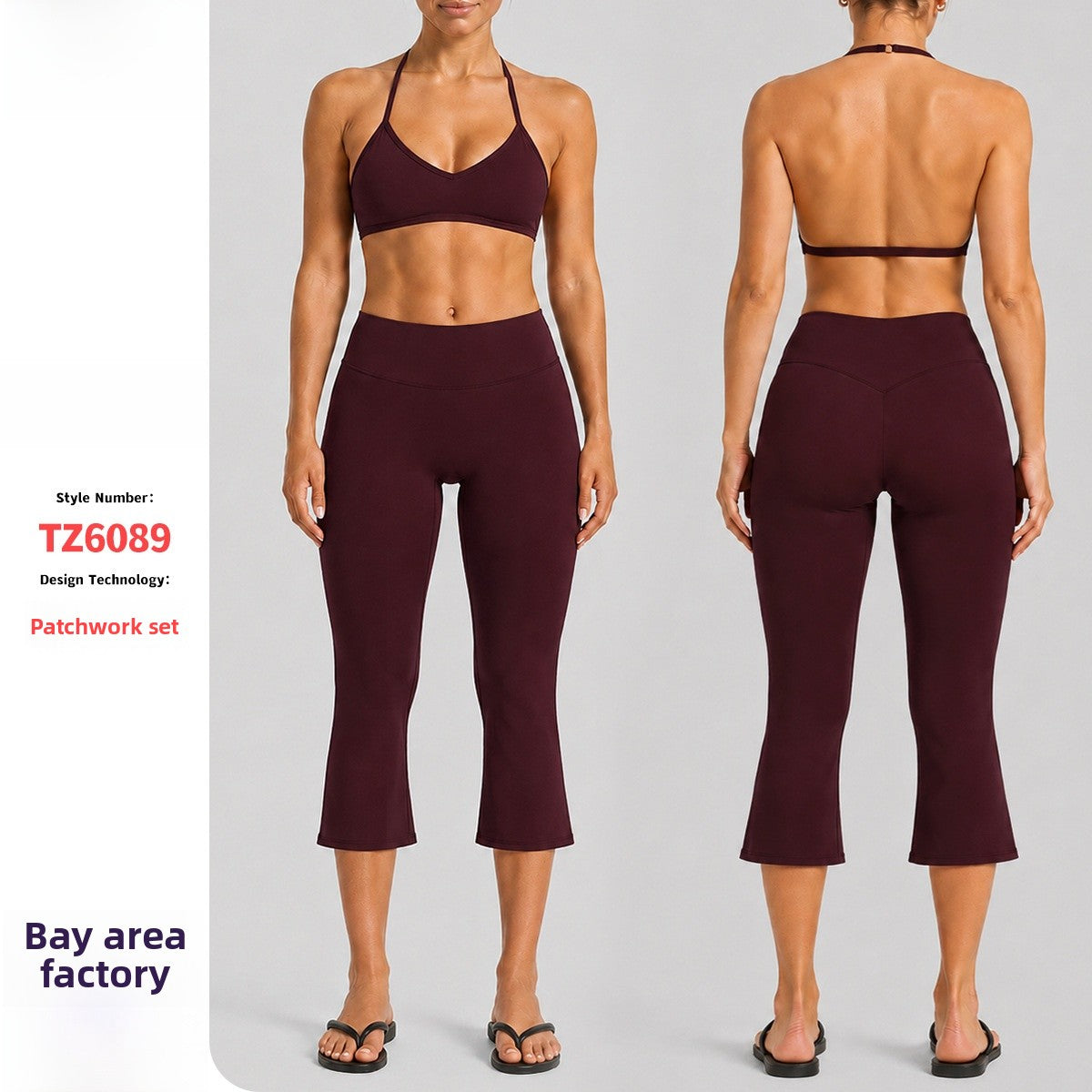 Sport Calf-Length Running Pants For Women In Nylon Fabric With Backless Design, Featuring Long Sleeves For Summer