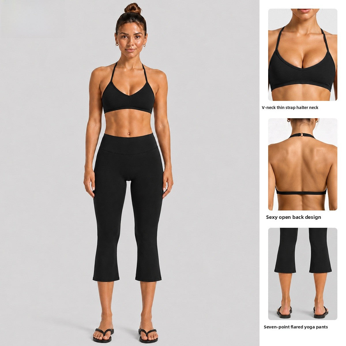 Sport Calf-Length Running Pants For Women In Nylon Fabric With Backless Design, Featuring Long Sleeves For Summer