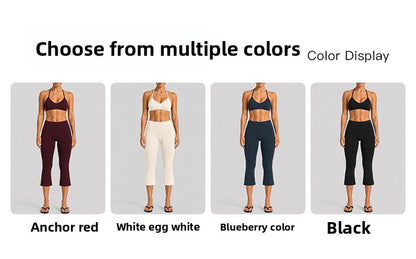 Sport Calf-Length Running Pants For Women In Nylon Fabric With Backless Design, Featuring Long Sleeves For Summer