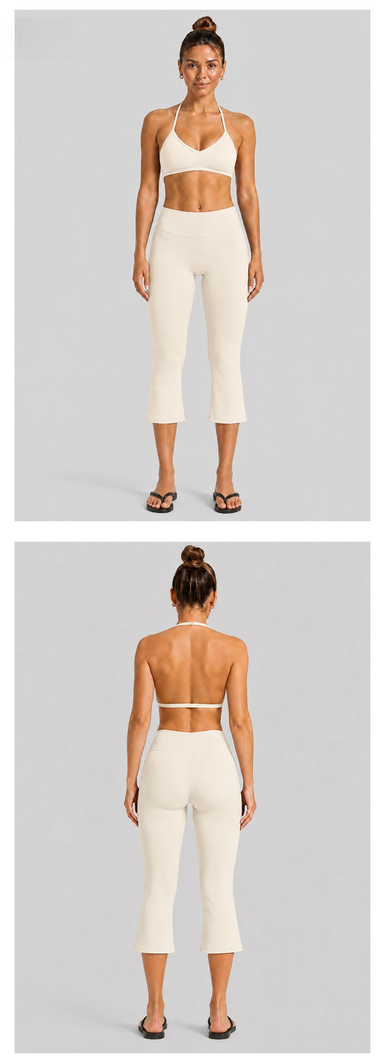 Sport Calf-Length Running Pants For Women In Nylon Fabric With Backless Design, Featuring Long Sleeves For Summer