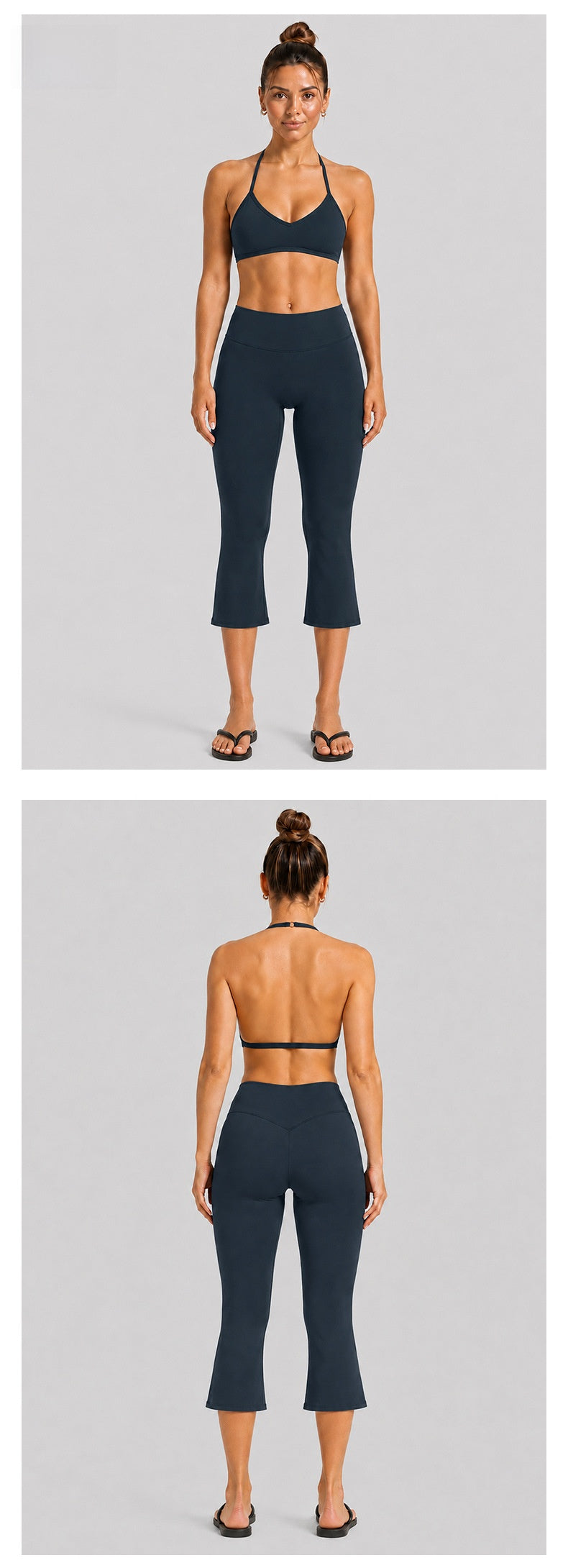 Sport Calf-Length Running Pants For Women In Nylon Fabric With Backless Design, Featuring Long Sleeves For Summer