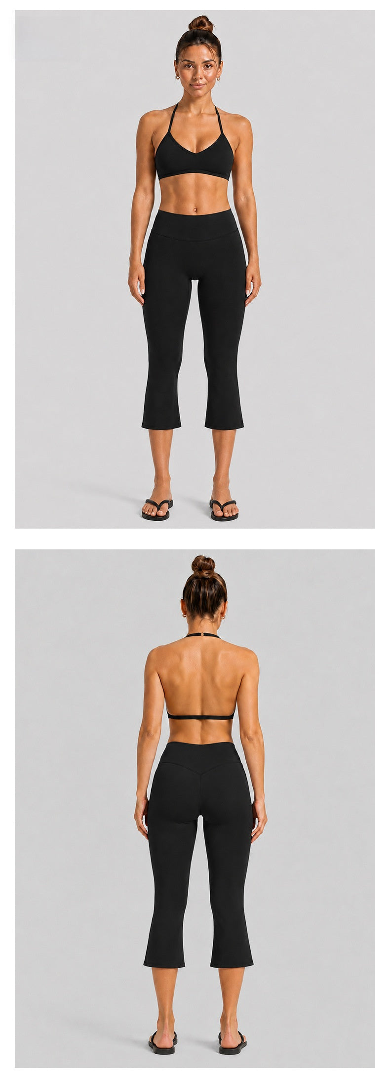 Sport Calf-Length Running Pants For Women In Nylon Fabric With Backless Design, Featuring Long Sleeves For Summer