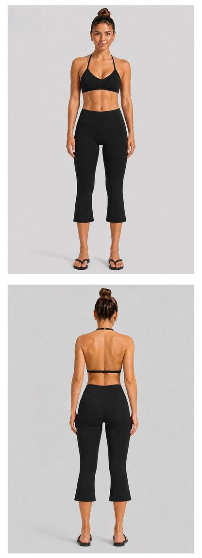 Sport Calf-Length Running Pants For Women In Nylon Fabric With Backless Design, Featuring Long Sleeves For Summer