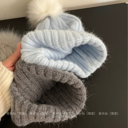 Warm Sweet Stripe Wool Cap Brimless Hat For Adults Featuring Cotton Material With Braid Craftsmanship