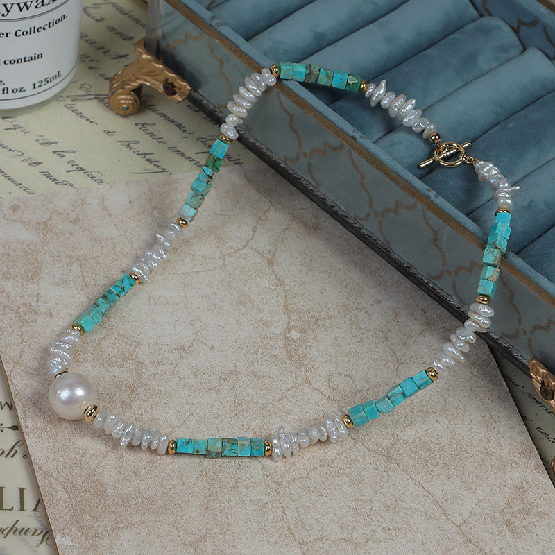 Elegant Baroque Freshwater Pearl Necklace With Natural White Pearls And Copper Metal Material
