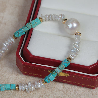 Elegant Baroque Freshwater Pearl Necklace With Natural White Pearls And Copper Metal Material