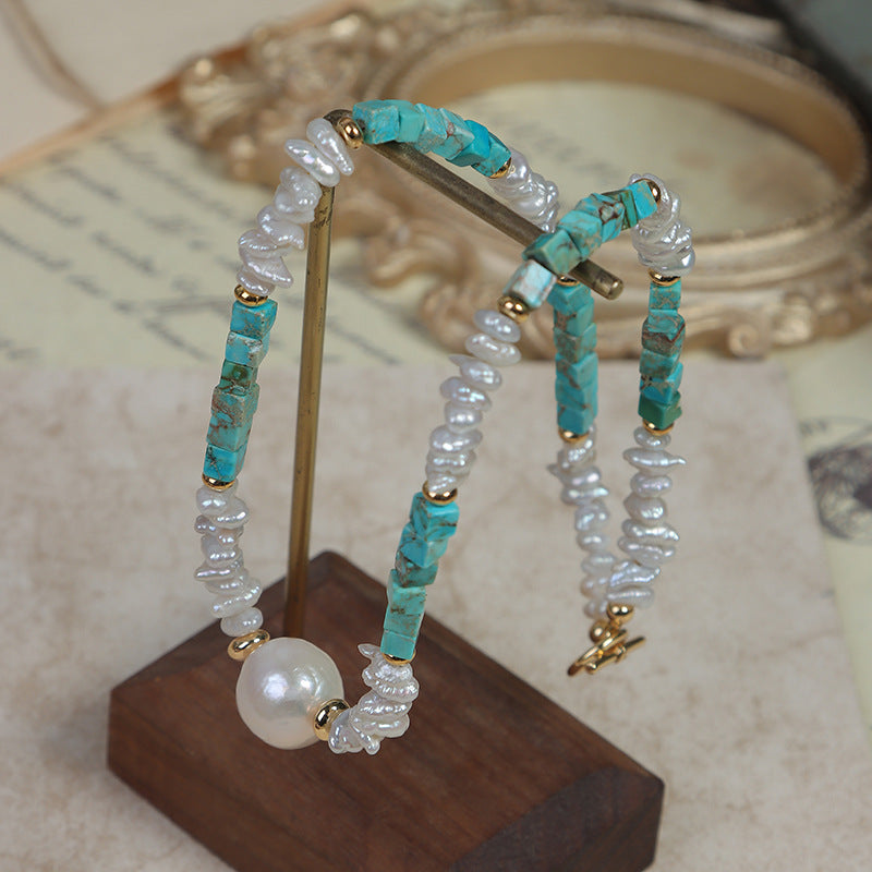 Elegant Baroque Freshwater Pearl Necklace With Natural White Pearls And Copper Metal Material
