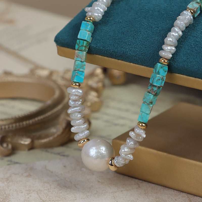 Elegant Baroque Freshwater Pearl Necklace With Natural White Pearls And Copper Metal Material