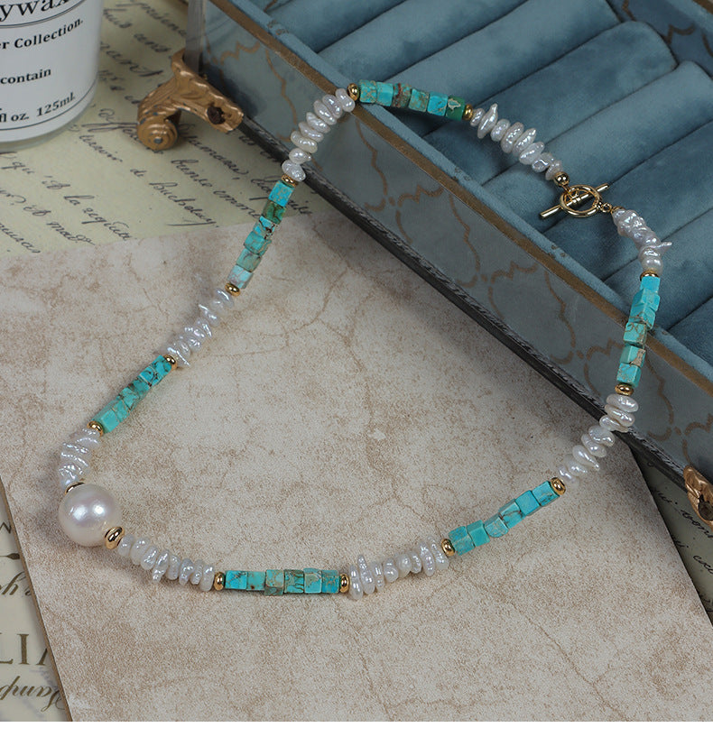 Elegant Baroque Freshwater Pearl Necklace With Natural White Pearls And Copper Metal Material
