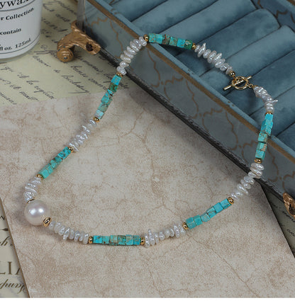 Elegant Baroque Freshwater Pearl Necklace With Natural White Pearls And Copper Metal Material