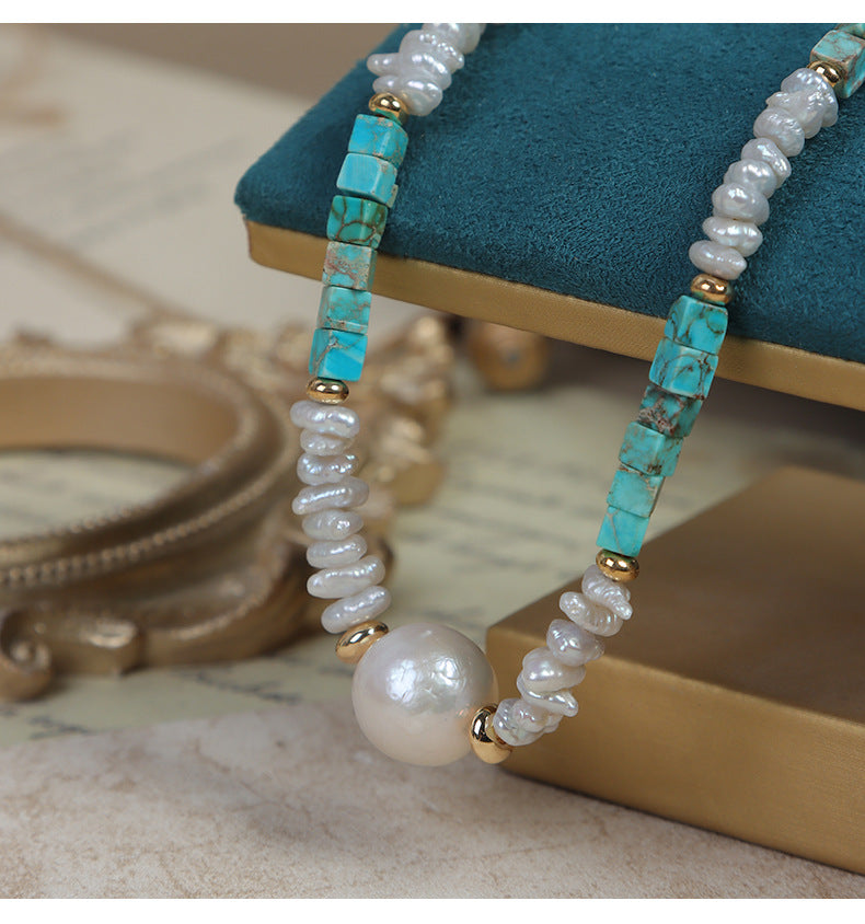 Elegant Baroque Freshwater Pearl Necklace With Natural White Pearls And Copper Metal Material