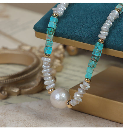 Elegant Baroque Freshwater Pearl Necklace With Natural White Pearls And Copper Metal Material