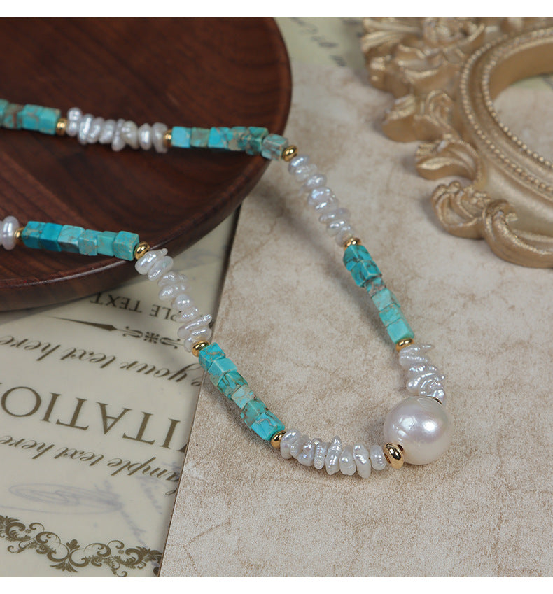 Elegant Baroque Freshwater Pearl Necklace With Natural White Pearls And Copper Metal Material