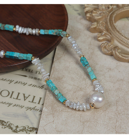 Elegant Baroque Freshwater Pearl Necklace With Natural White Pearls And Copper Metal Material