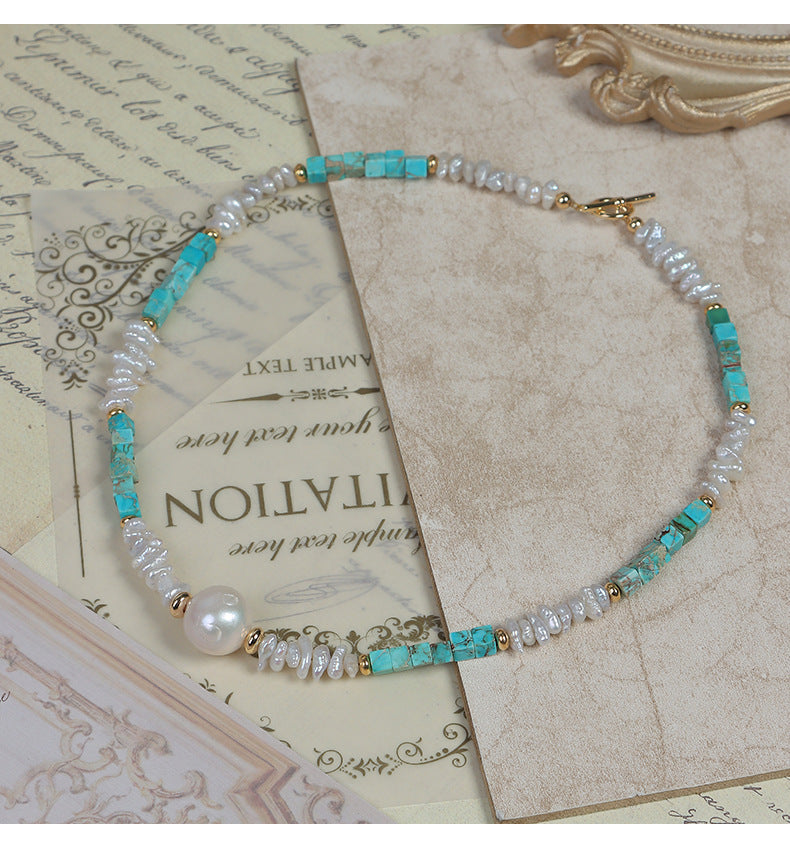 Elegant Baroque Freshwater Pearl Necklace With Natural White Pearls And Copper Metal Material