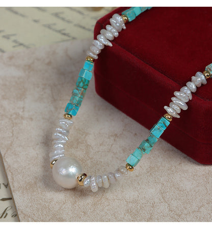 Elegant Baroque Freshwater Pearl Necklace With Natural White Pearls And Copper Metal Material