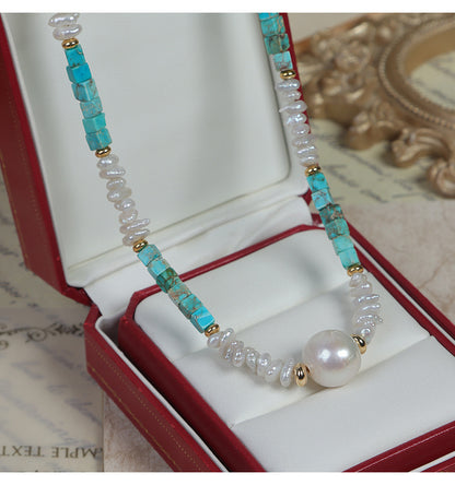 Elegant Baroque Freshwater Pearl Necklace With Natural White Pearls And Copper Metal Material