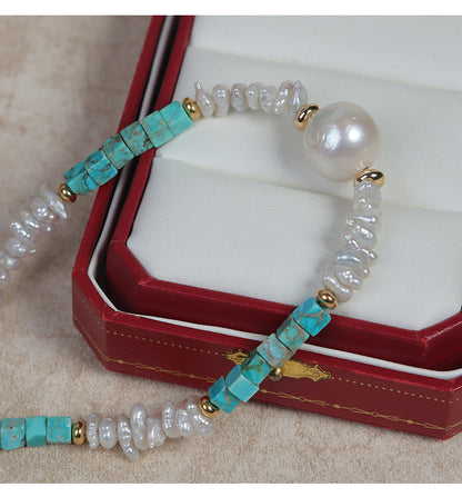 Elegant Baroque Freshwater Pearl Necklace With Natural White Pearls And Copper Metal Material