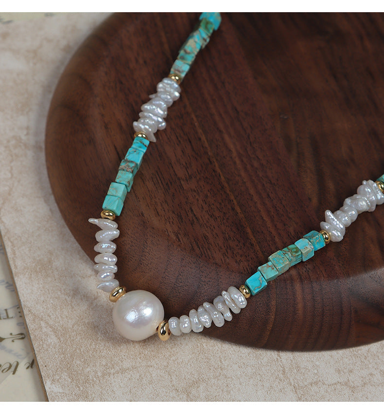 Elegant Baroque Freshwater Pearl Necklace With Natural White Pearls And Copper Metal Material