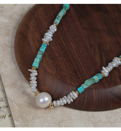 Elegant Baroque Freshwater Pearl Necklace With Natural White Pearls And Copper Metal Material