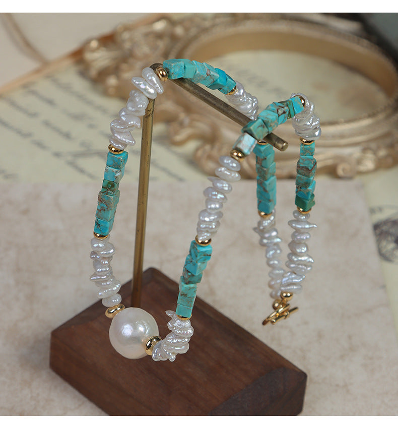 Elegant Baroque Freshwater Pearl Necklace With Natural White Pearls And Copper Metal Material