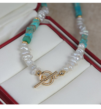 Elegant Baroque Freshwater Pearl Necklace With Natural White Pearls And Copper Metal Material