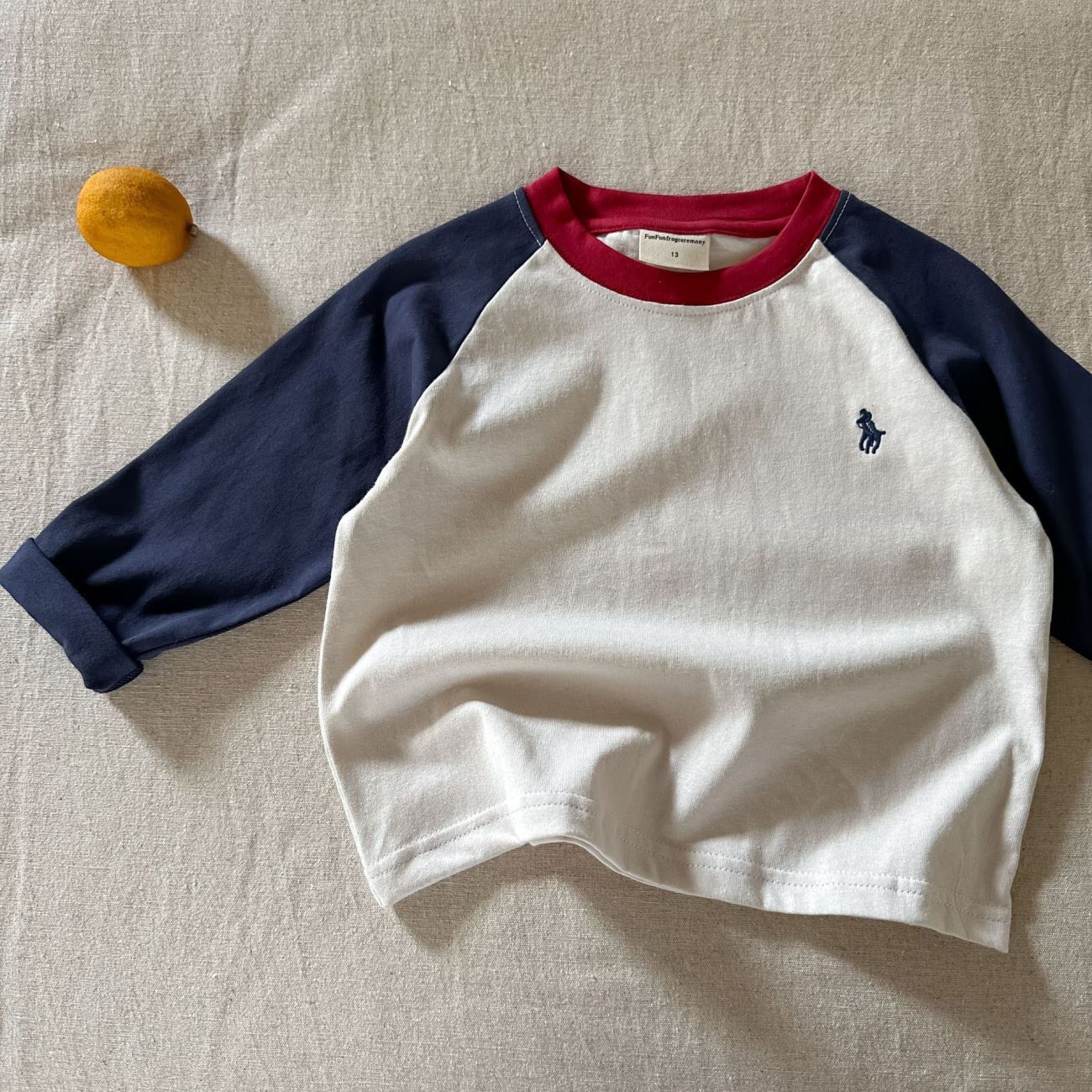 Cute Color Block Children's Bottoming Shirt In Grey With Warm Cotton Fabric And Raglan Sleeve, Featuring A Round Neck