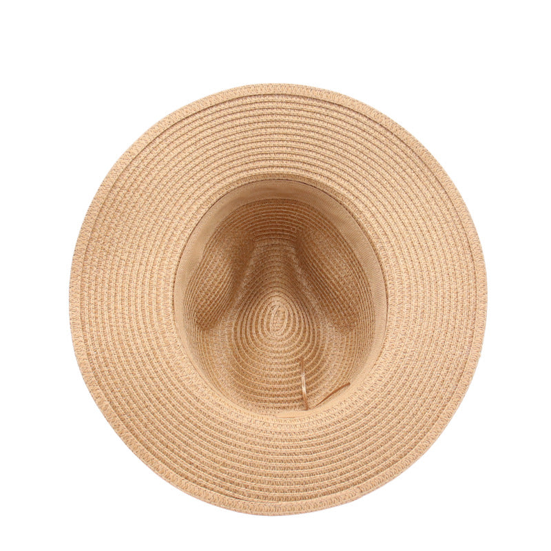 Unisex Bohemian Wide Brim Panama Hat With UV Protection, Straw Material Featuring Braid Craftsmanship
