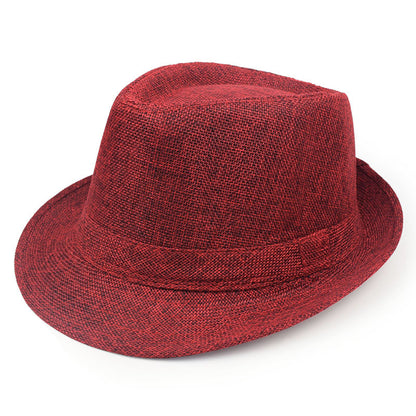 Unisex Vintage Style Panama Hat With Rolled Brim, UV Protection, Made Of Polyester Featuring Embroidery