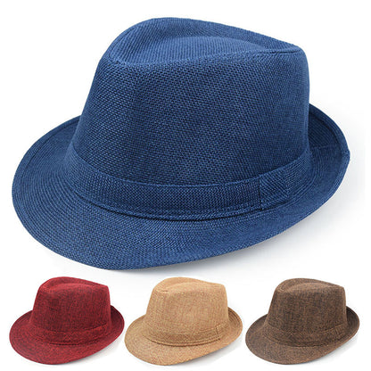 Unisex Vintage Style Panama Hat With Rolled Brim, UV Protection, Made Of Polyester Featuring Embroidery