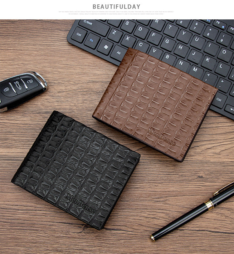 Crocodile Pattern Men's Small Wallets Made Of Durable PU Leather