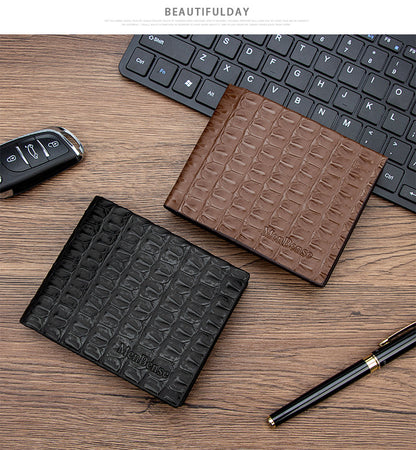 Crocodile Pattern Men's Small Wallets Made Of Durable PU Leather