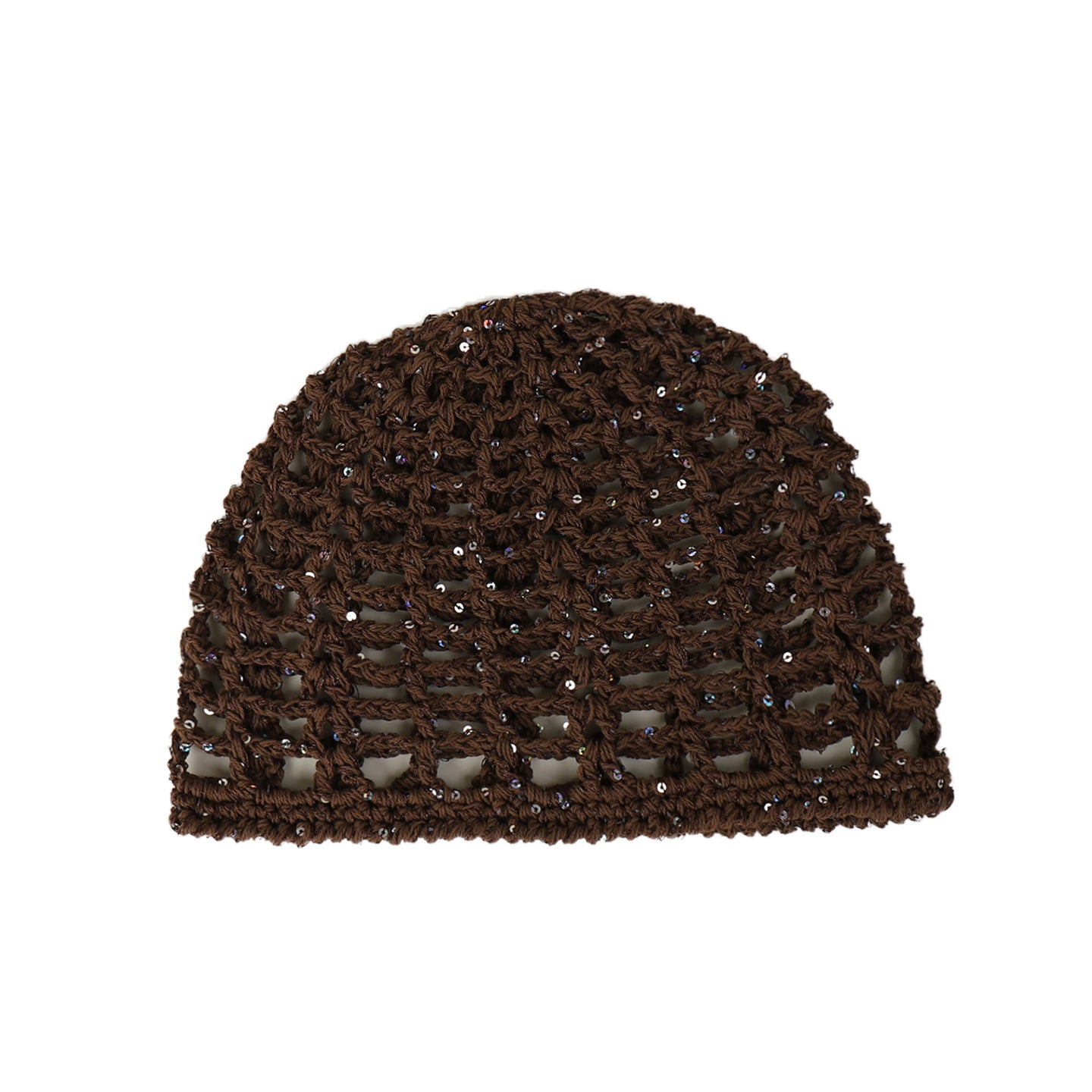 Solid Color Breathable Wool Cap For Women In Simple Style, Brimless Design With Hollow Out Craft, Made Of Polyester