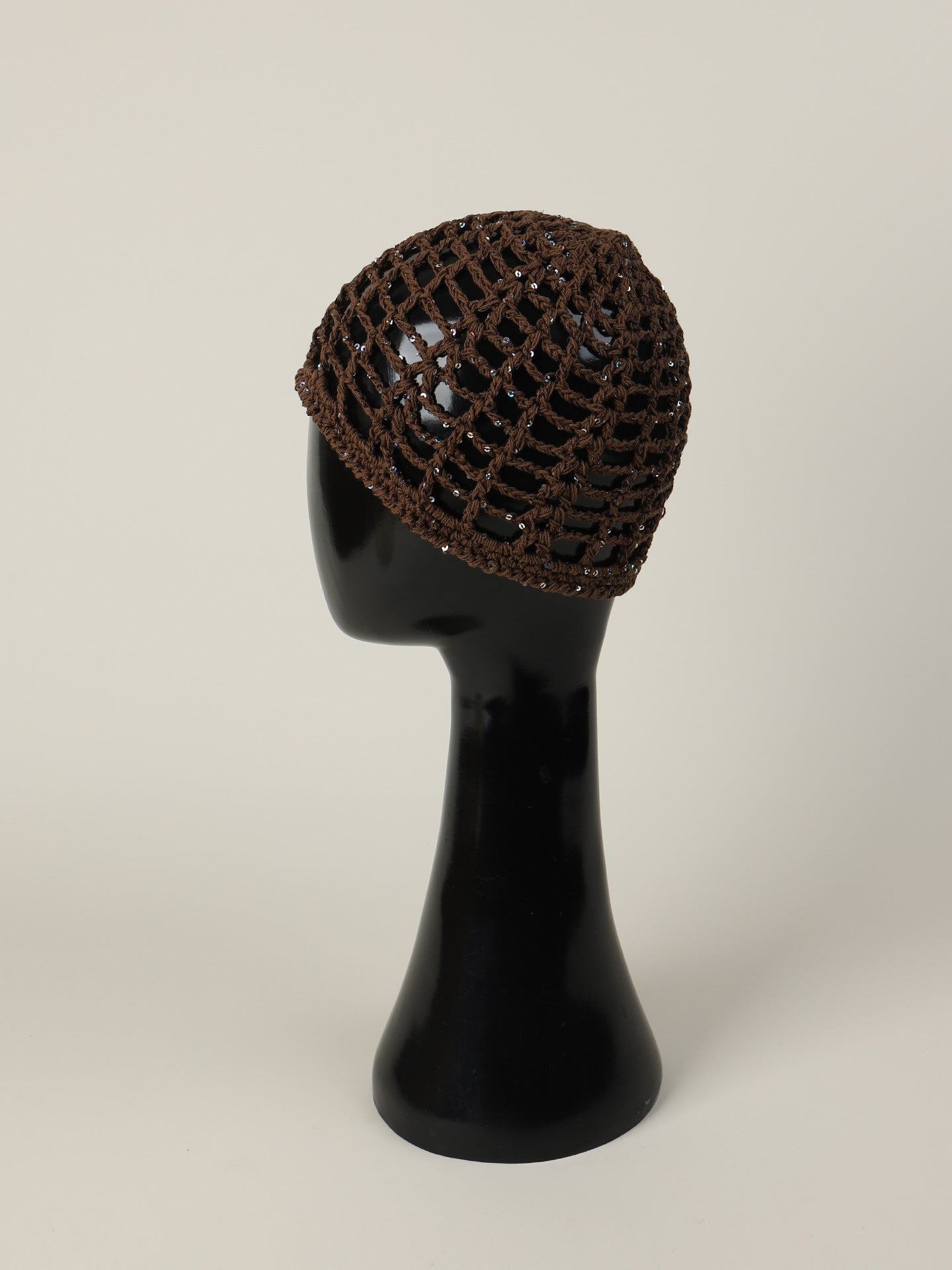 Solid Color Breathable Wool Cap For Women In Simple Style, Brimless Design With Hollow Out Craft, Made Of Polyester